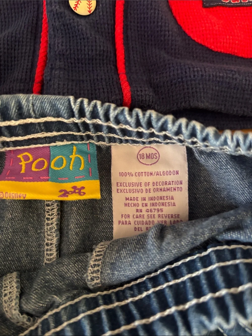 Vintage Winnie the Pooh & Tigger Baseball Style Two-Piece Baby Outfit 18mo